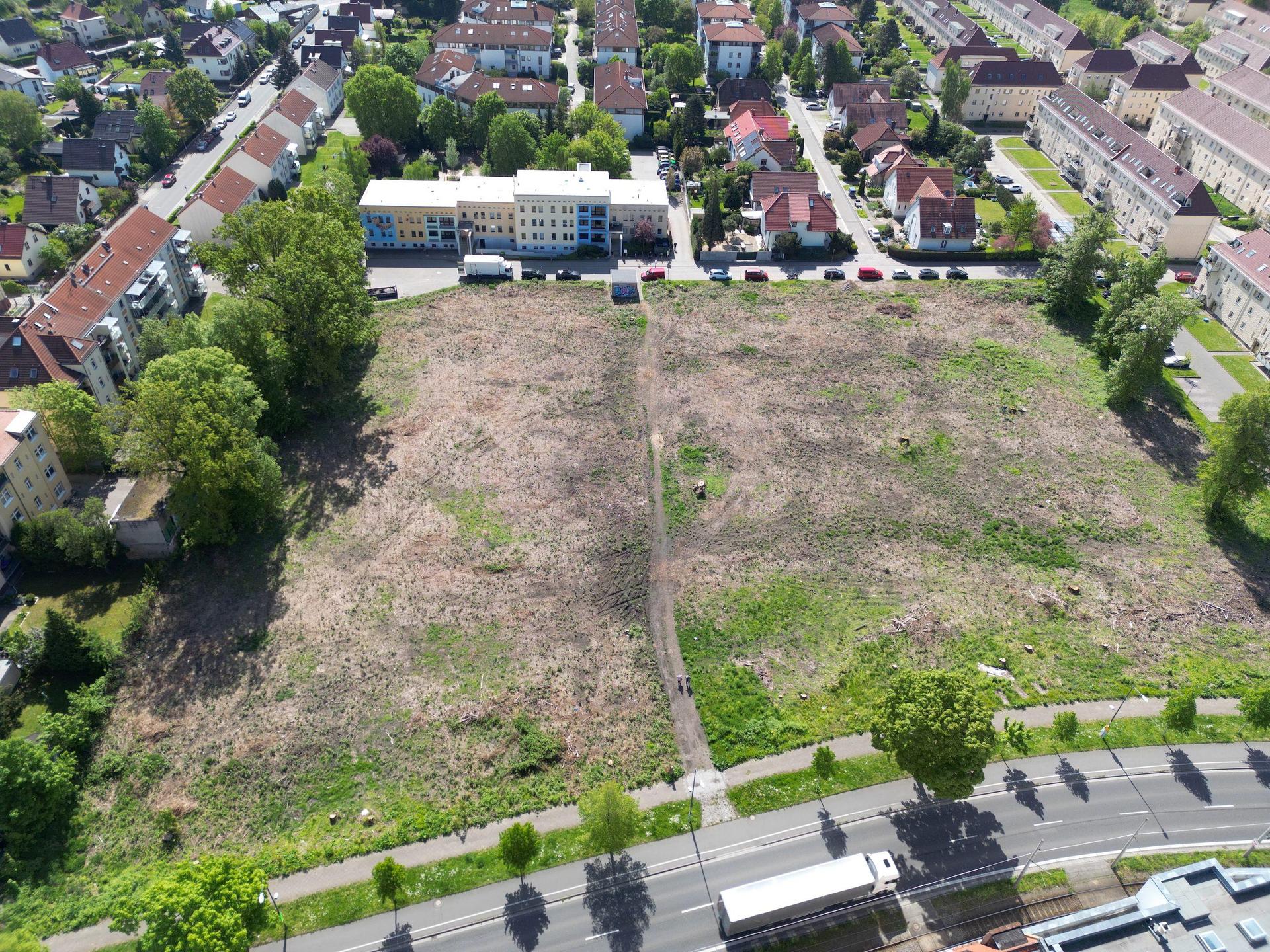 Das Wohngebiet Bogumilspark auf dieser Fläche entstehen. Das Foto zeigt den Zustand des Grundstücks im April dieses Jahres. (Foto: Daniel Große)