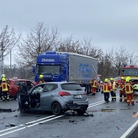 Schwerer Verkehrsunfall am 9. März 2023 auf der B87 bei Eilenburg (Foto: Nordsachsen24)