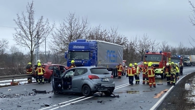 Schwerer Verkehrsunfall am 9. März 2023 auf der B87 bei Eilenburg (Foto: Nordsachsen24)
