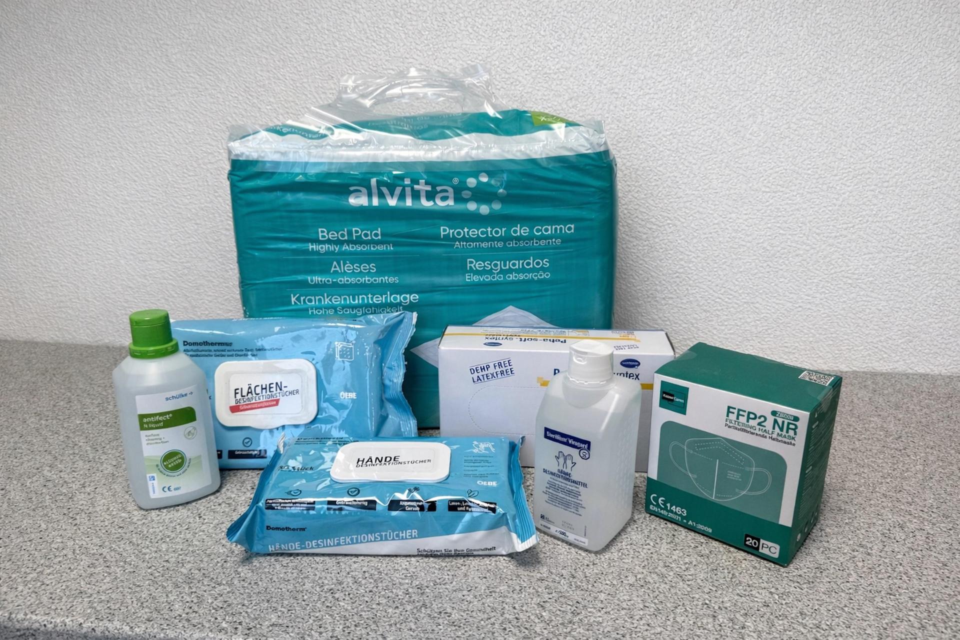 Beispiel eines Pflegehilfsmittel-Pakets. (Foto: Parthe-Apotheke Taucha)