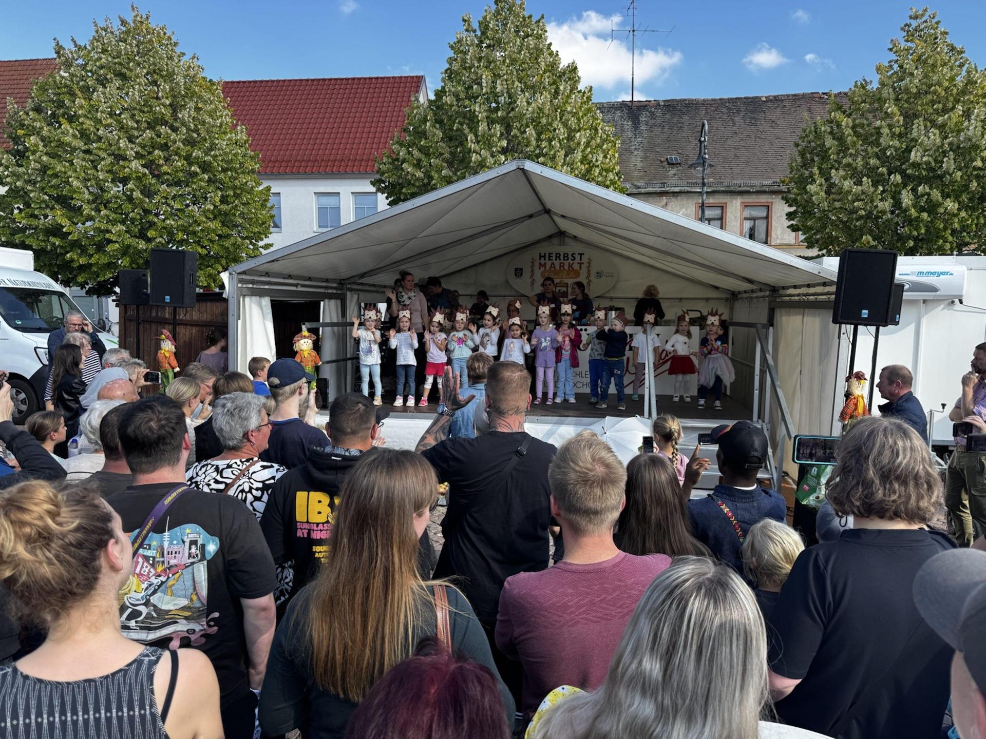Gute Laune gibt es auf dem Herbstmarkt jährlich auch beim Auftritt der Kindergartengruppen. (Foto: Daniel Große)