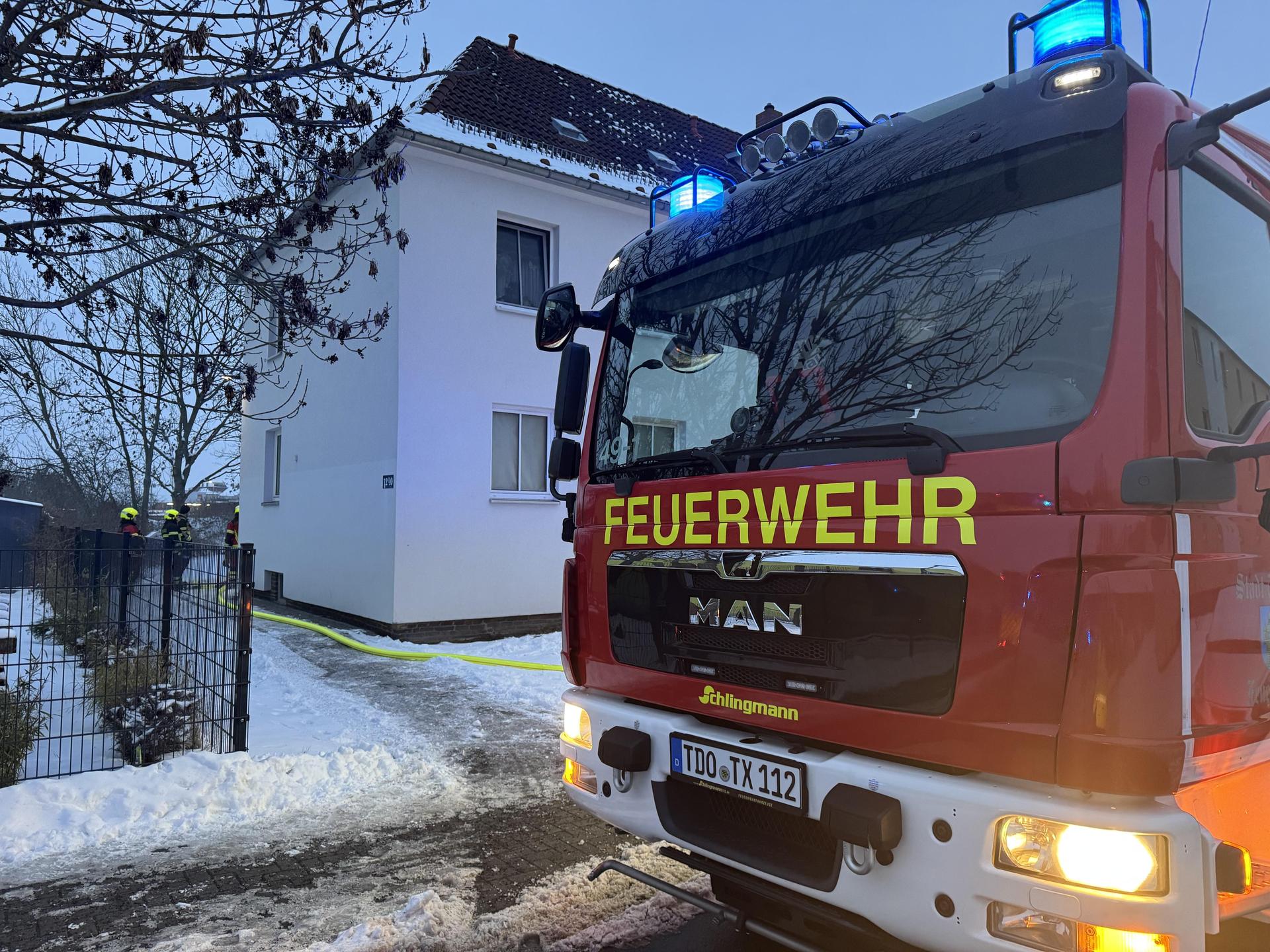 Feuerwehreinsatz in der Friedrich-Ebert-Straße. (Foto: Daniel Große)