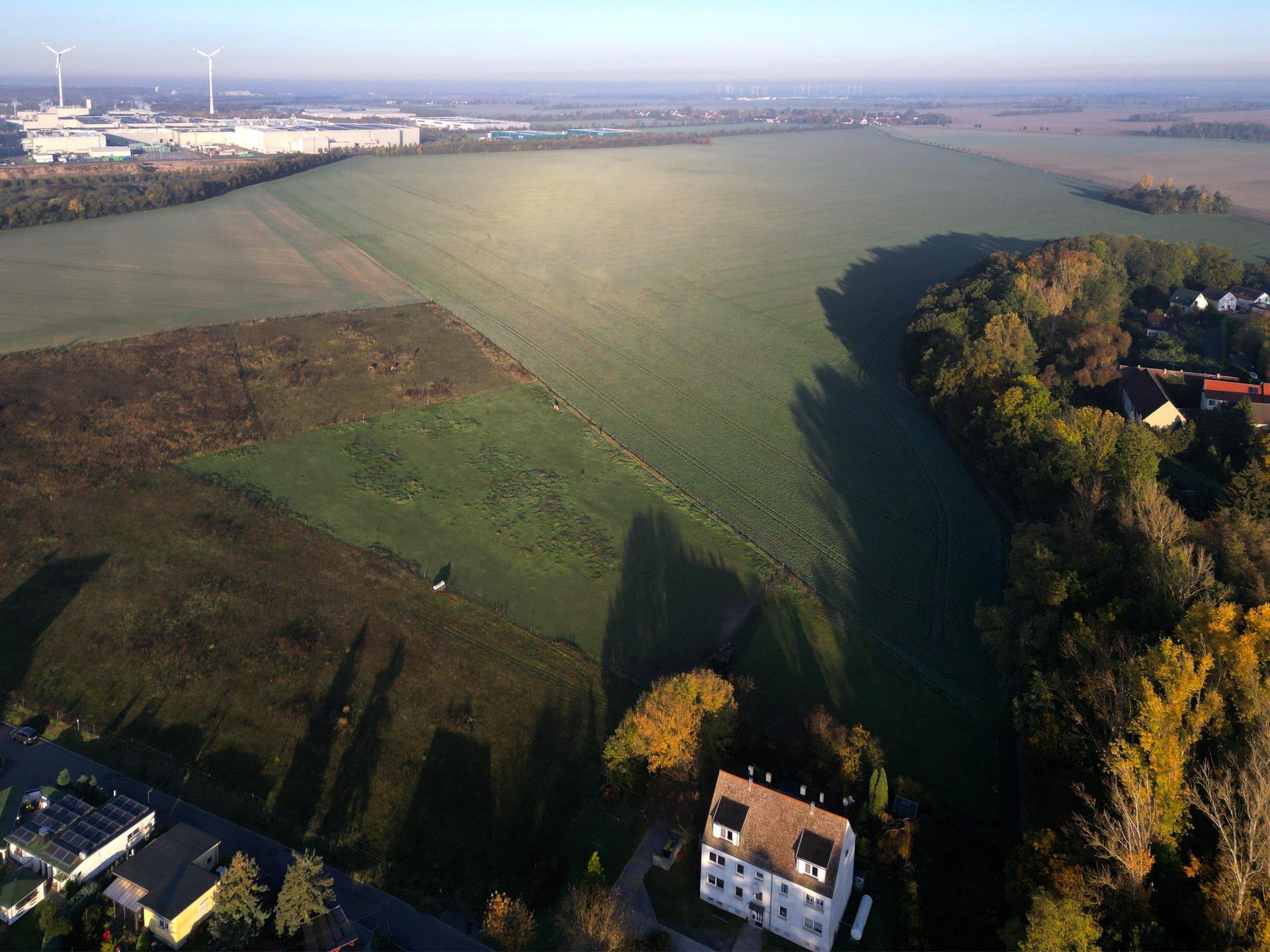 Auf diesem Gelände zwischen Merkwitz und dem bestehenden BMW-Gewerbepark soll das neue Industrie- und Gewerbegebiet entstehen. (Foto: Daniel Große)