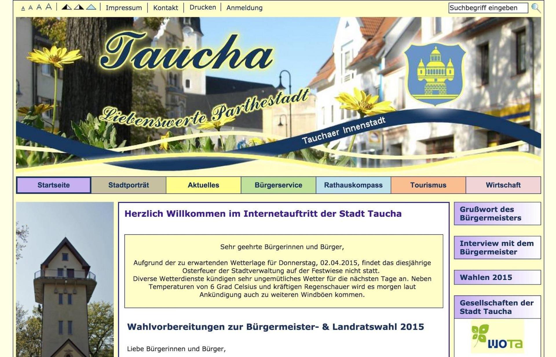Die alte Website von Taucha (Foto: taucha-kompakt.de)
