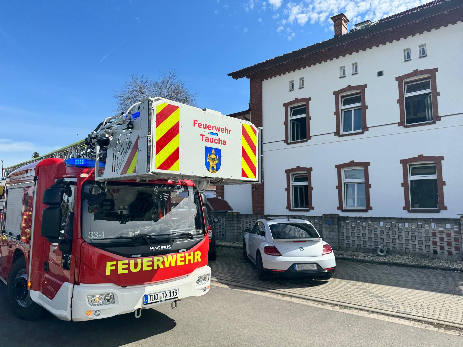 Die Feuerwehr Taucha löschte den Brand in Jesewitz. (Foto: Daniel Große)
